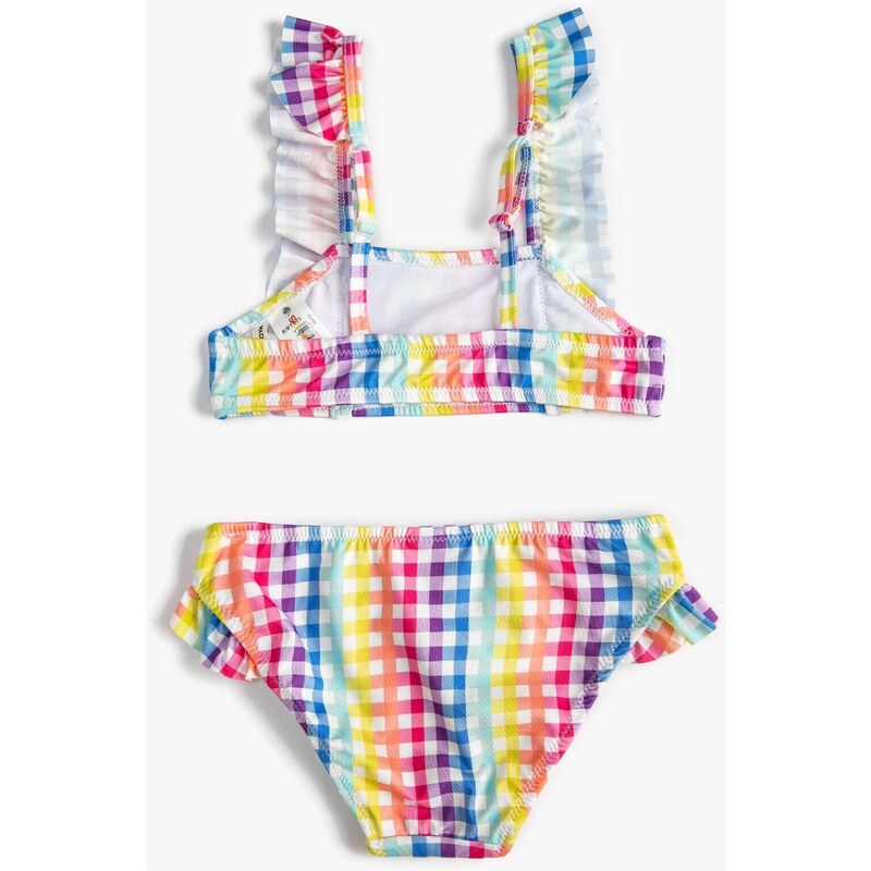 Koton Girls' Green Plaid Bikini Set