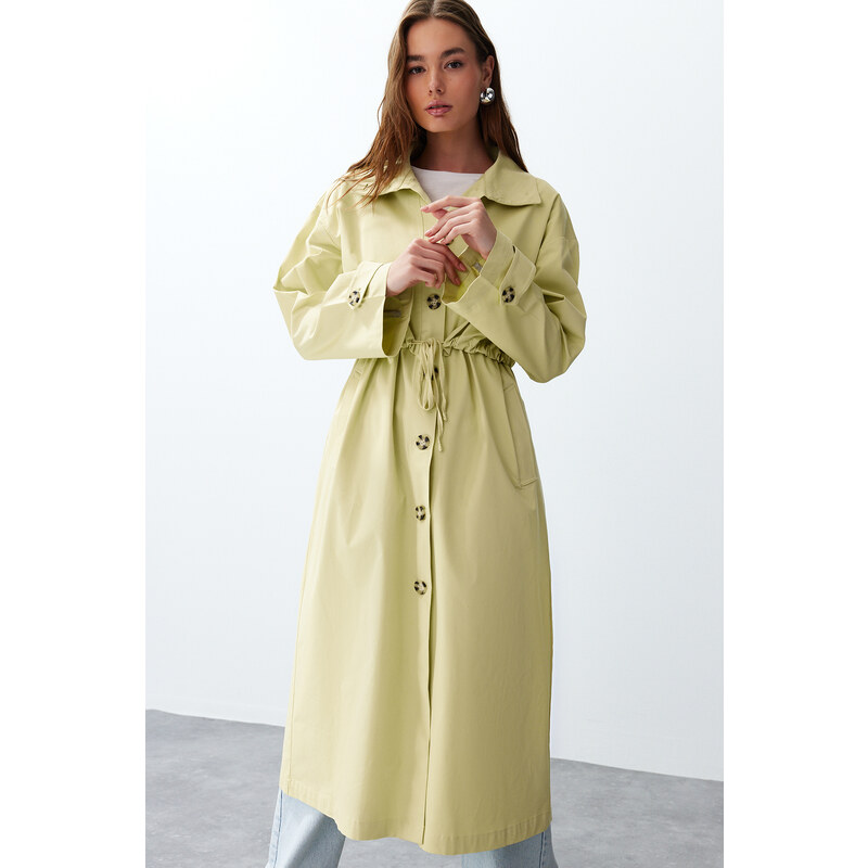 Trendyol Mint Oversize Wide Cut Long Trench Coat