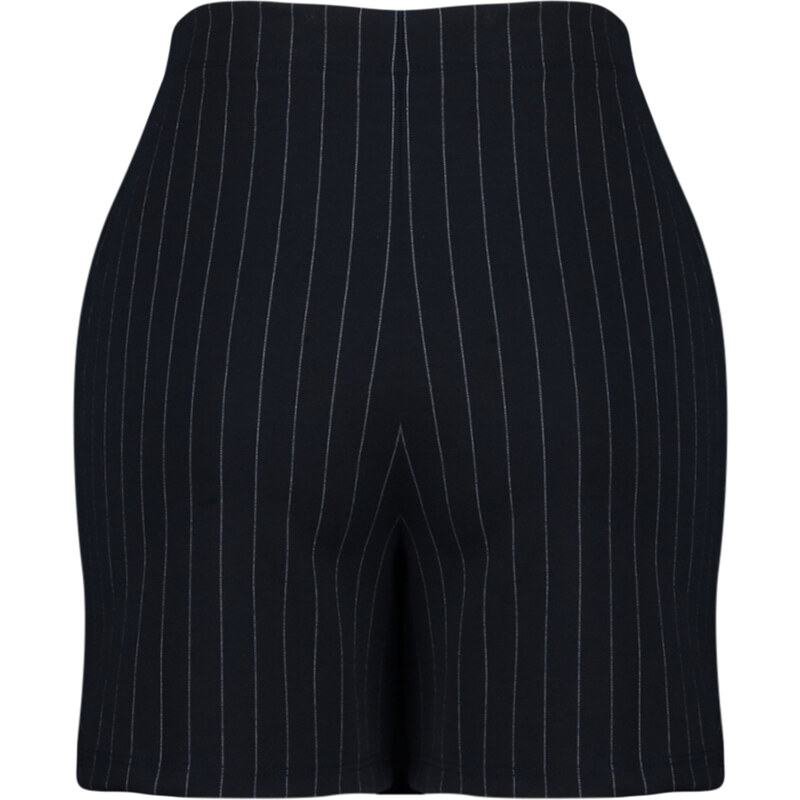 Trendyol Navy Blue Striped Mini High Waist Knitted Shorts Skirt