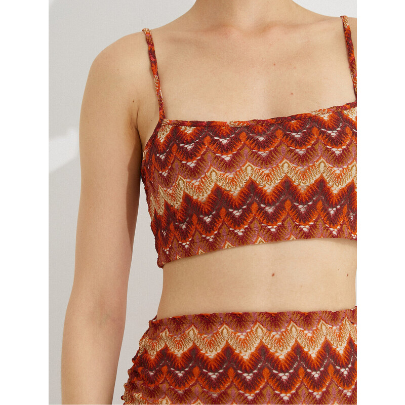 Koton Knit Detailed Patterned Crop Undershirt