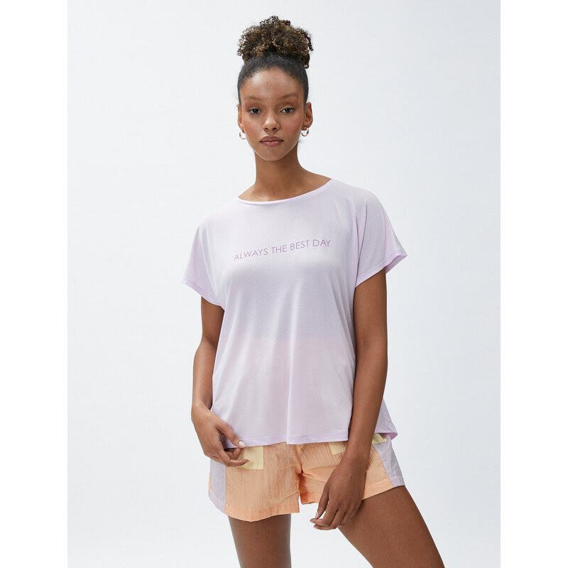 Koton Relax Fit Sports T-Shirt with Slogan Print.