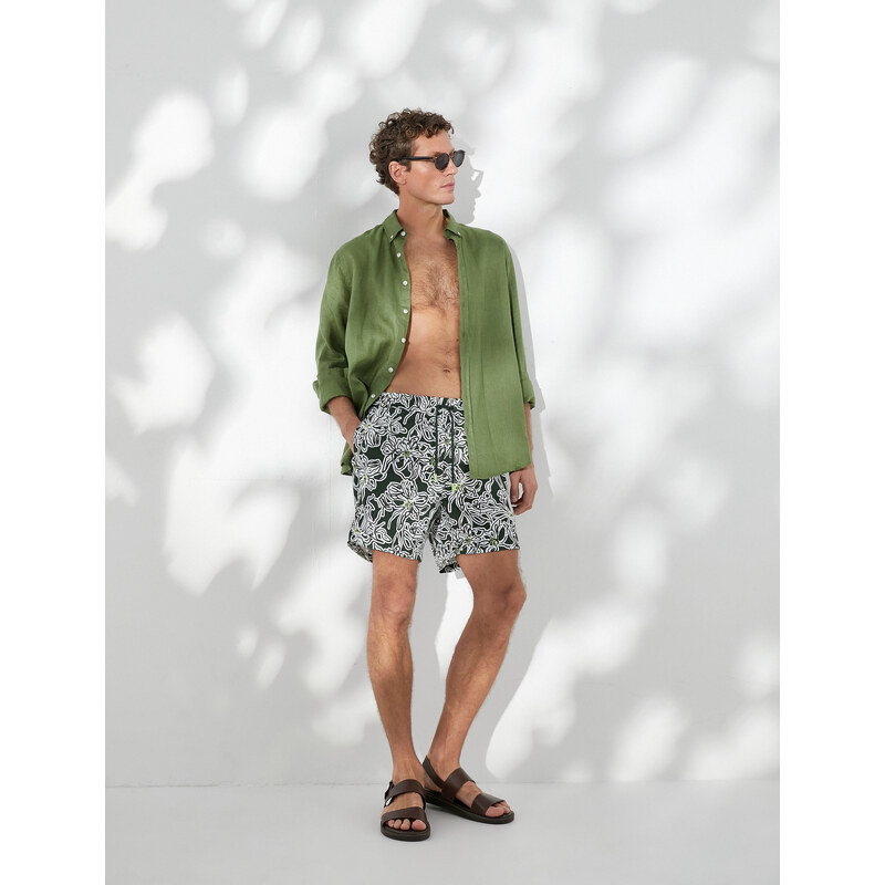 Koton Marine Shorts Floral Laced Waist Pocket