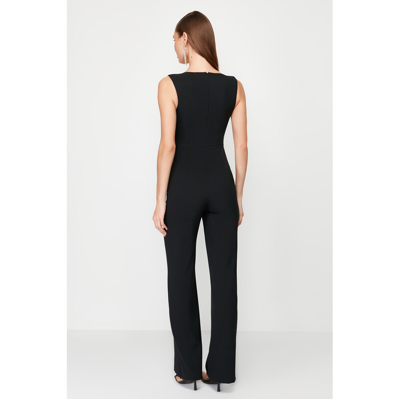 Trendyol Black Wide Leg Woven Unlined Jumpsuit