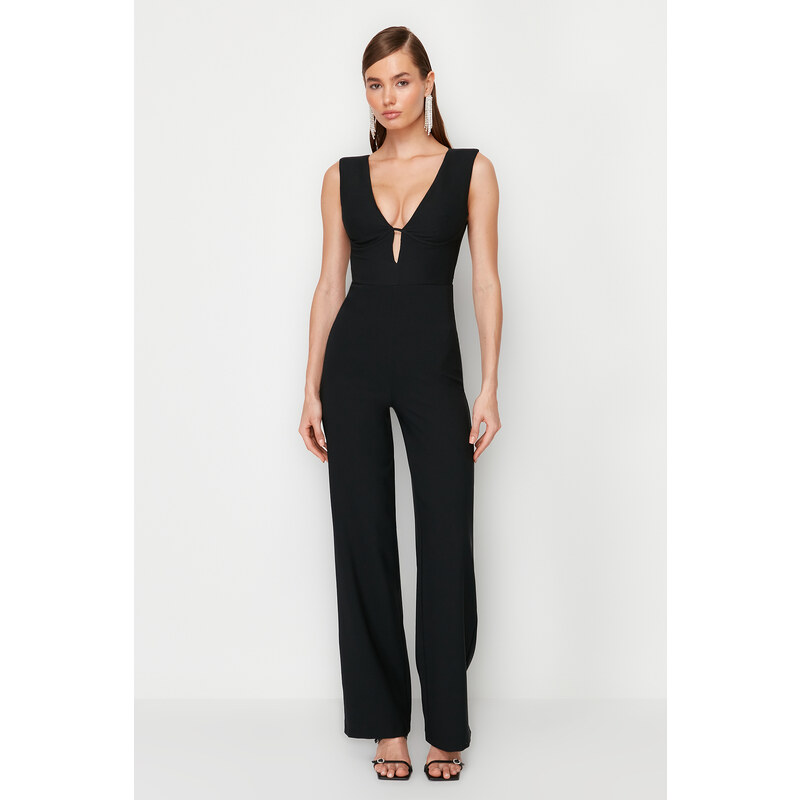 Trendyol Black Wide Leg Woven Unlined Jumpsuit