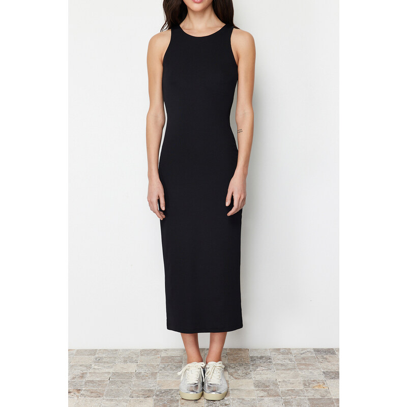 Trendyol Black Bodycone/Fitting Halter Neck Maxi Flexible Knitted Maxi Dress