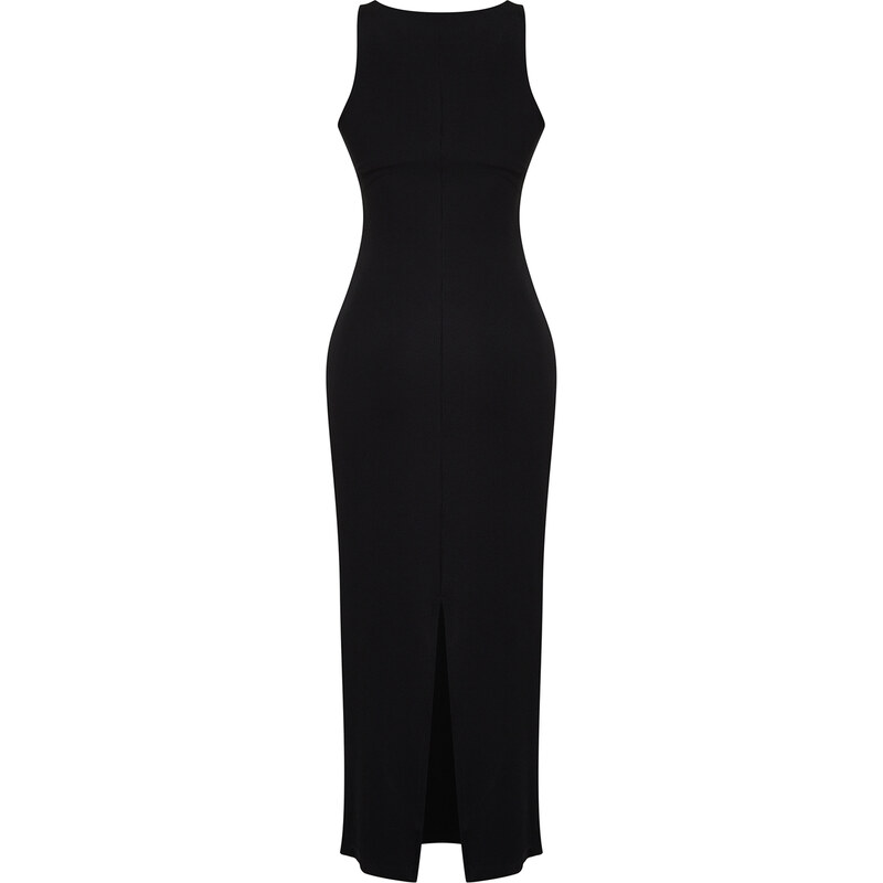 Trendyol Black Bodycone/Fitting Halter Neck Maxi Flexible Knitted Maxi Dress