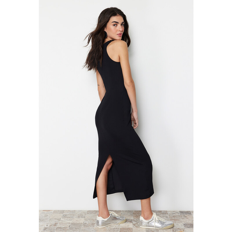 Trendyol Black Bodycone/Fitting Halter Neck Maxi Flexible Knitted Maxi Dress