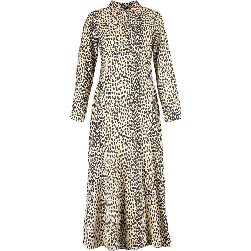 Trendyol Beige Animal Patterned Viscose Woven Dress