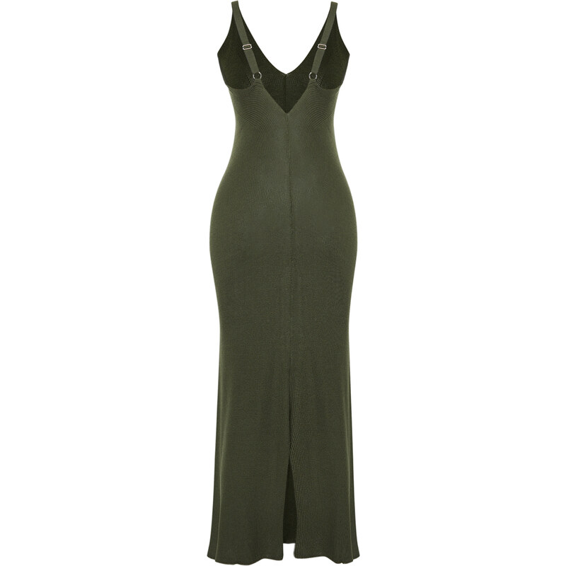 Trendyol Khaki Maxi Knitwear Basic Dress