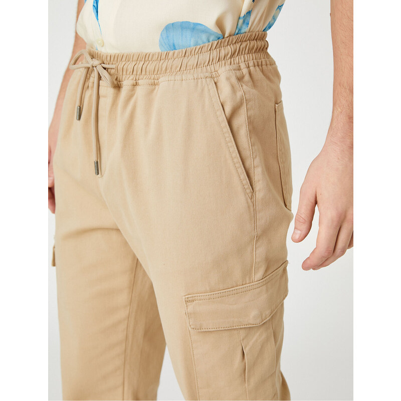 Koton Jogger Cargo Pants with Lace-Up Waist with Pocket Detail.