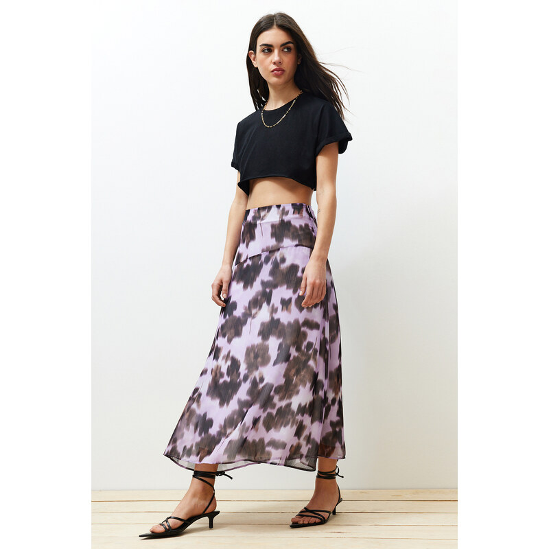 Trendyol Multi Color Patterned Chiffon Fabric A-line Midi Length Woven Skirt