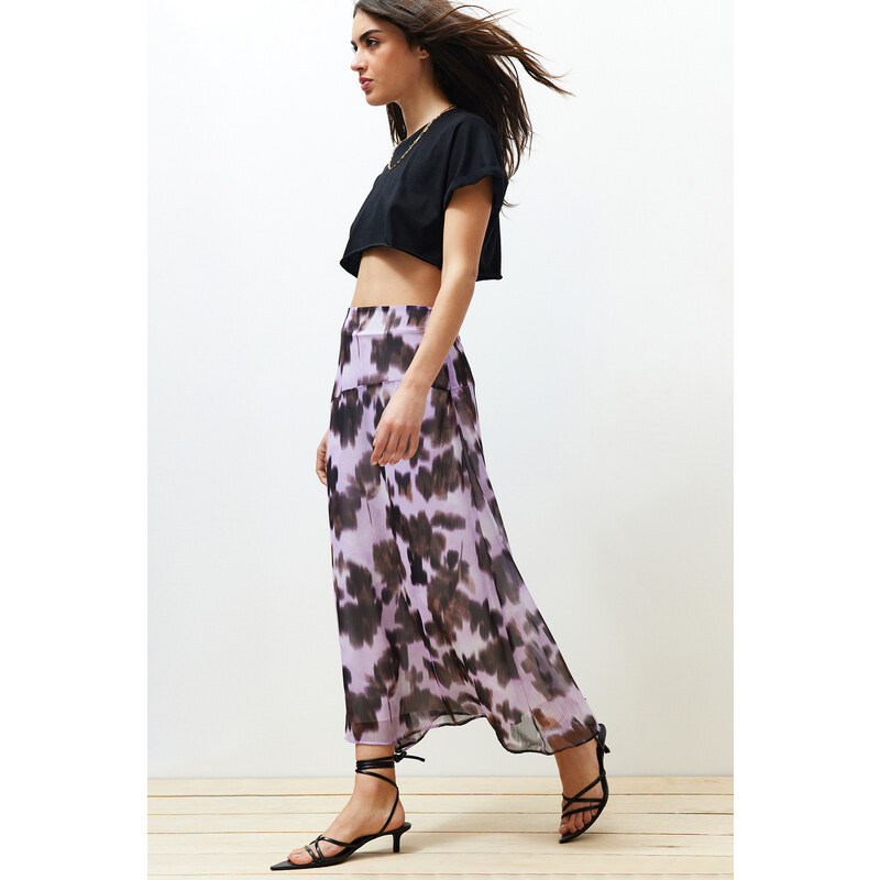 Trendyol Multi Color Patterned Chiffon Fabric A-line Midi Length Woven Skirt