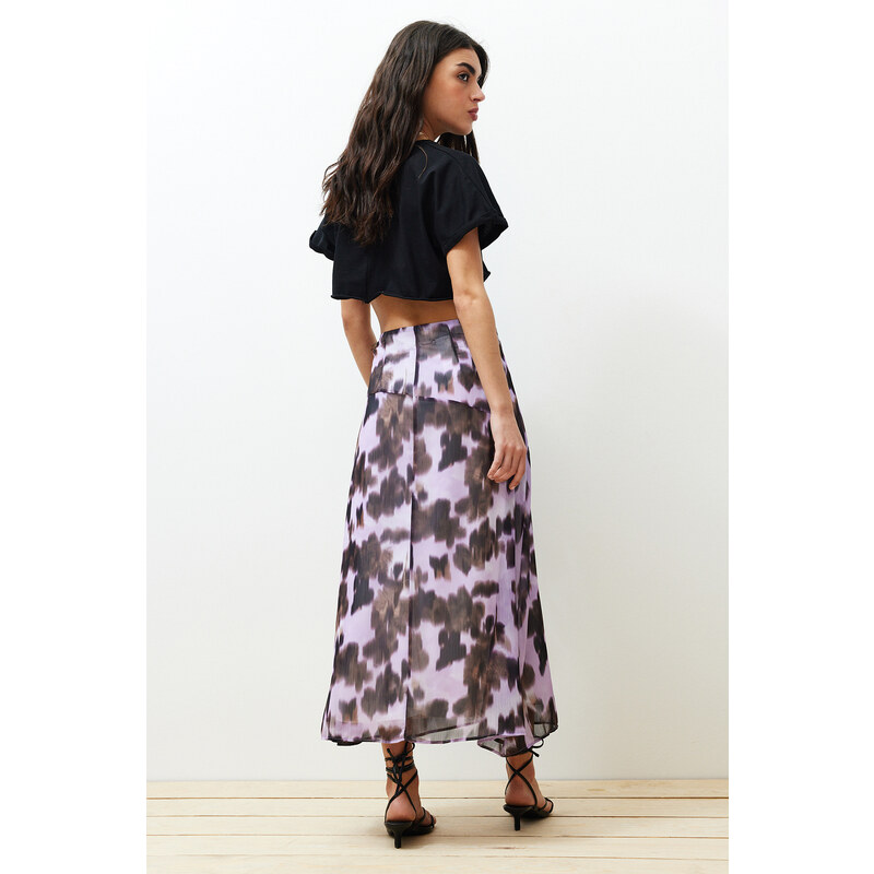 Trendyol Multi Color Patterned Chiffon Fabric A-line Midi Length Woven Skirt