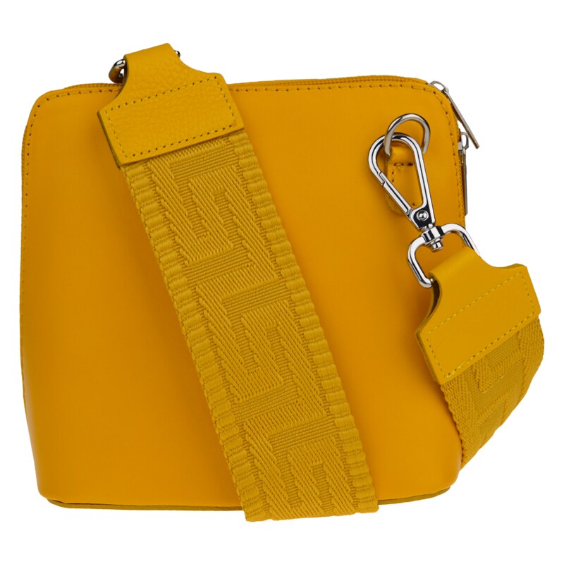 Žlutá kožená italská crossbody kabelka Grana Gialla s přídavným