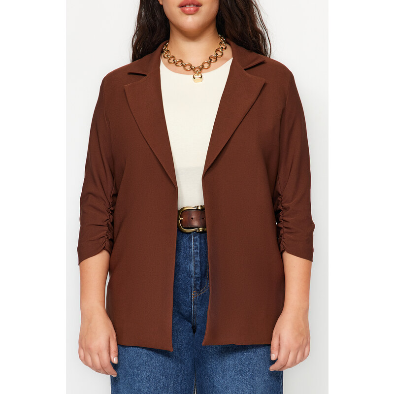 Trendyol Curve Brown Collar Detailed Jacket