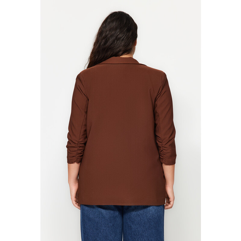 Trendyol Curve Brown Collar Detailed Jacket