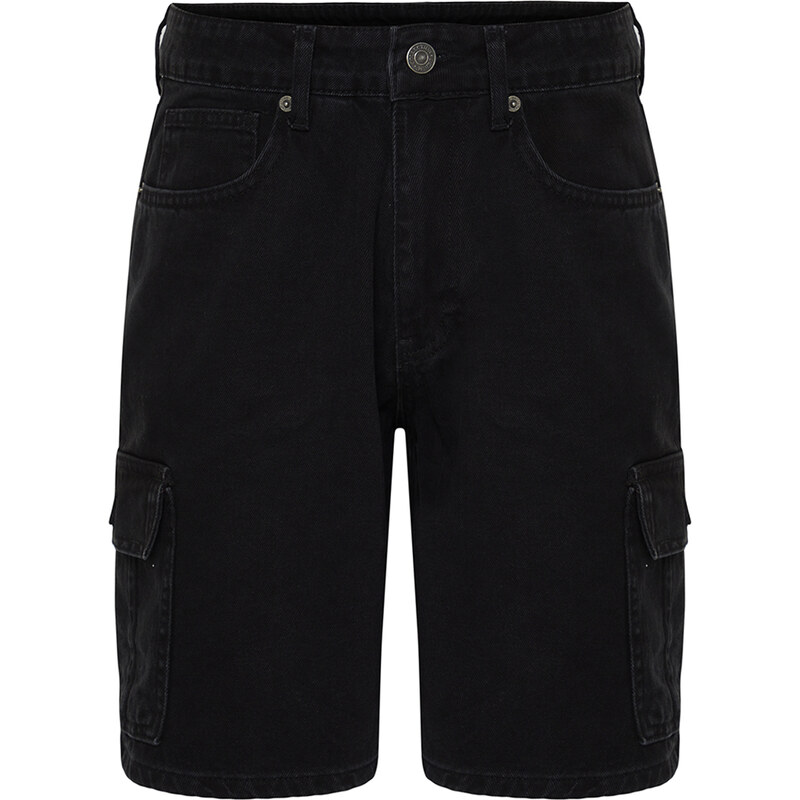 Trendyol Black Regular Fit Cargo Pocket Denim Shorts