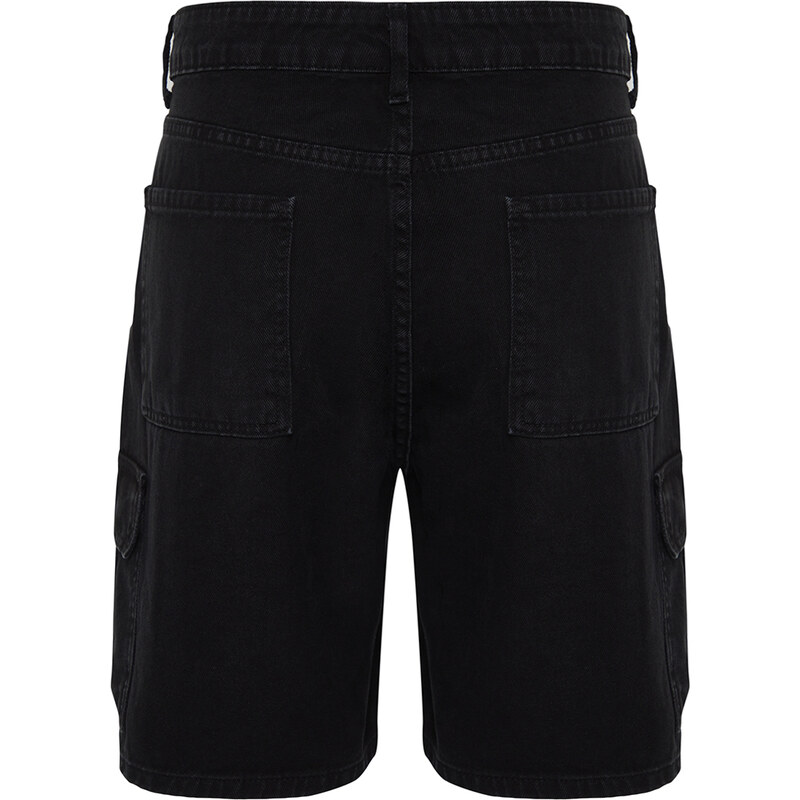 Trendyol Black Regular Fit Cargo Pocket Denim Shorts