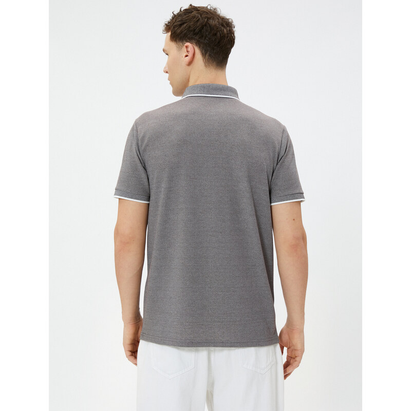 Koton Polo Neck T-Shirt with Buttons, Slim Fit, Short Sleeves.