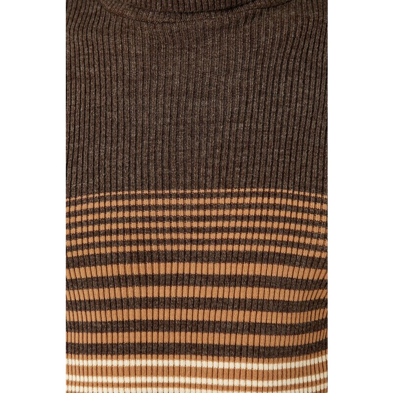 Koton Men's Brown Striped Sweater