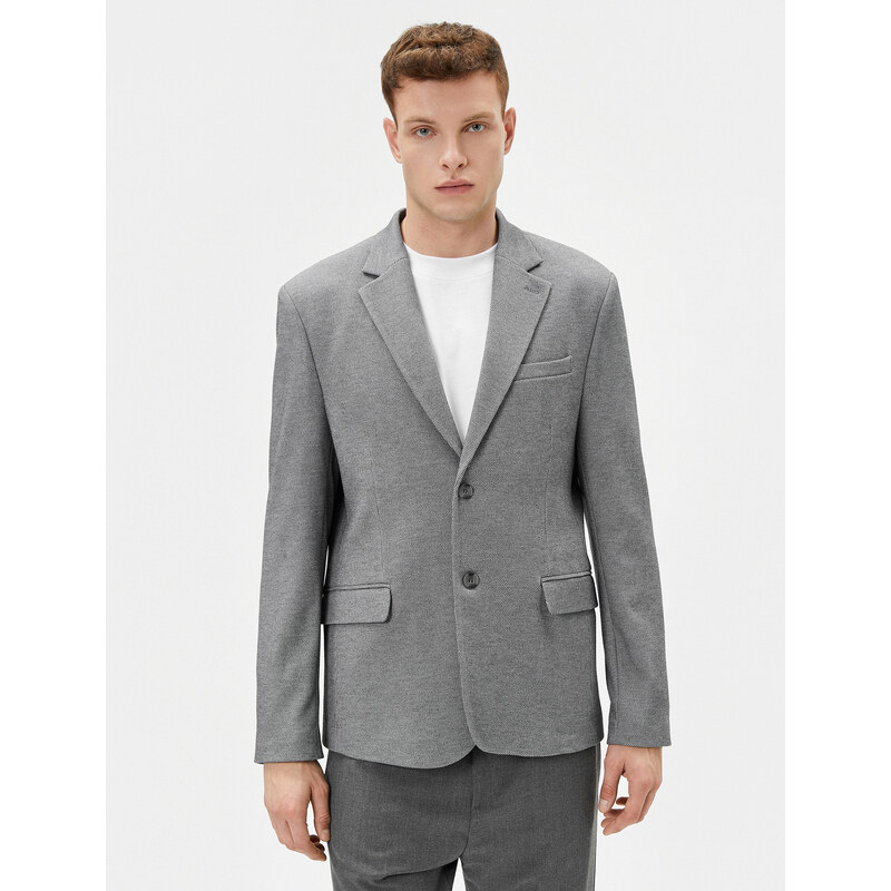 Koton Blazer Jacket Slim Fit Buttoned Pocket Detailed