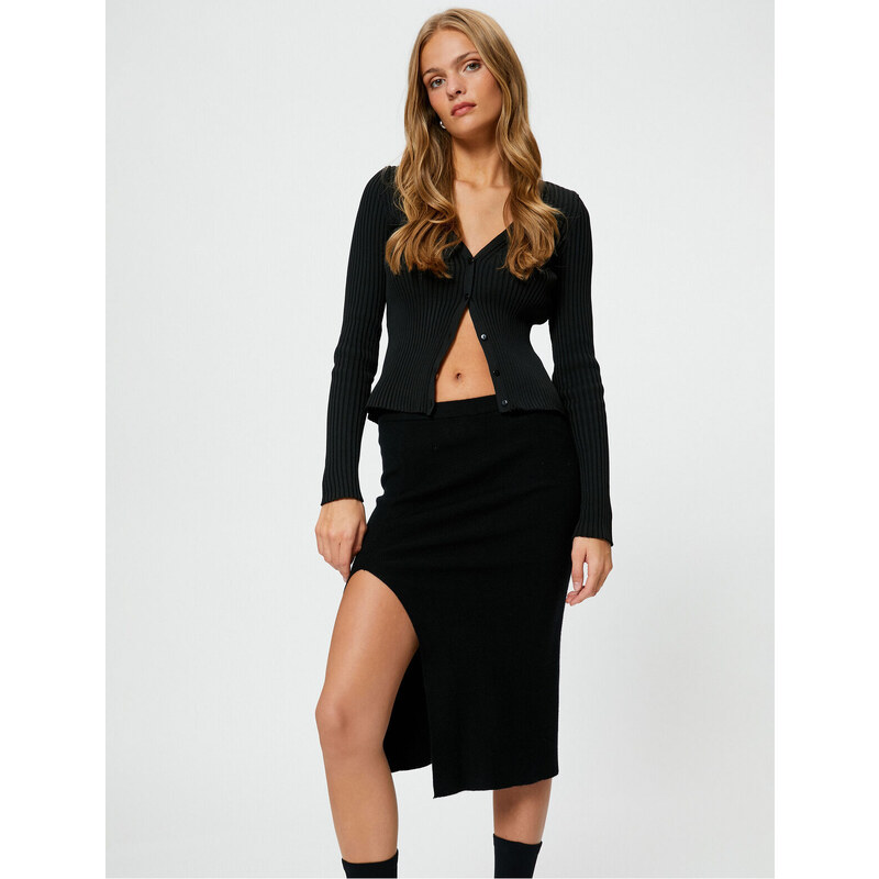 Koton Knitwear Skirt Midi Slit Detailed