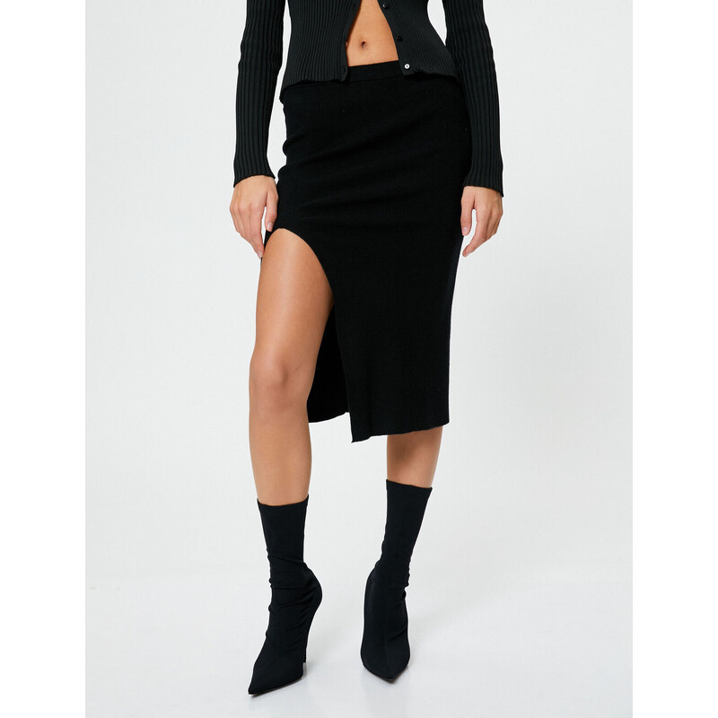 Koton Knitwear Skirt Midi Slit Detailed