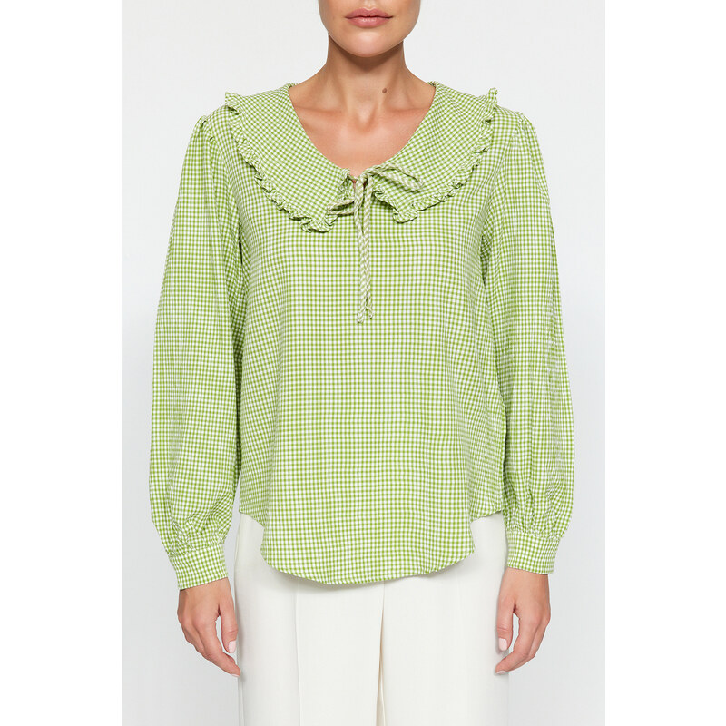 Trendyol Green Collar Detailed Woven Blouse