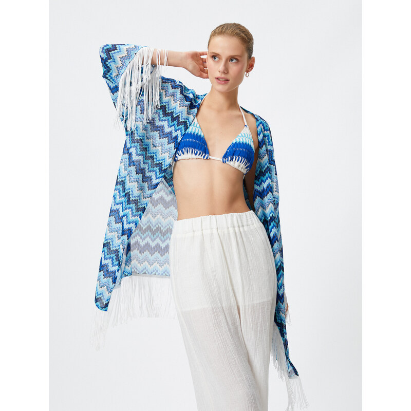 Koton Kimono Sleeves and Skirt with Tassels in a Relaxed Cut.