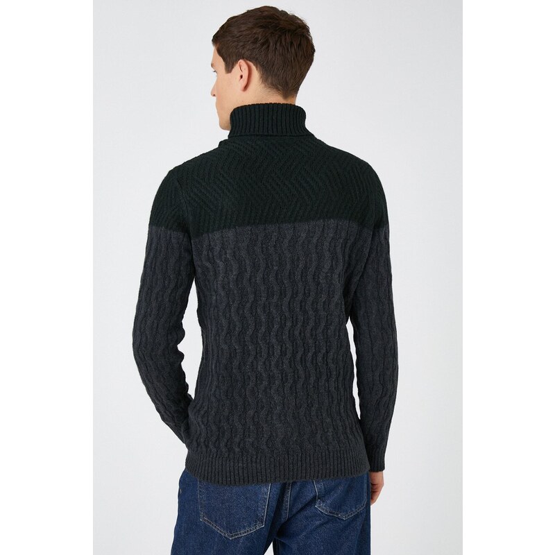 Koton Men's Anthracite Patterned Sweater