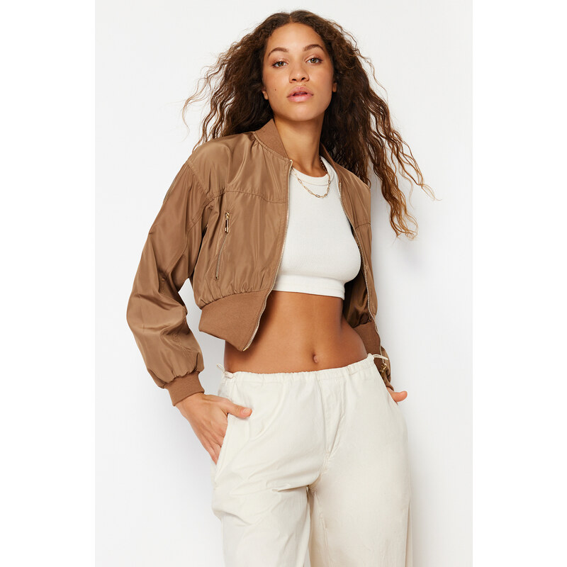 Trendyol Mink Oversize Crop Thin Coat