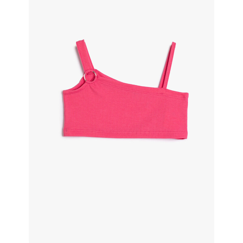 Koton Crop Top Slim Ribbed One-Shoulder Buckle Detailed.