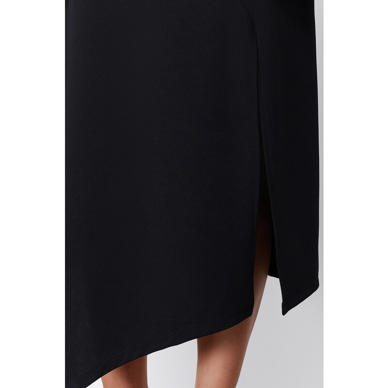 Trendyol Black Asymmetric Cut Out and Slit Detail Maxi Skirt