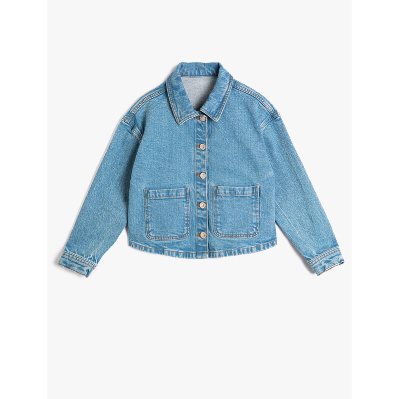 Koton Denim Jacket Pocket Detail Cotton Long Sleeve