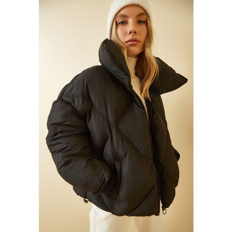 Happiness İstanbul Women's Black Oversized Puffy Coat