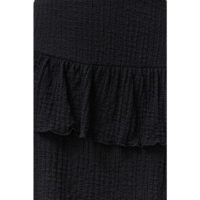 Trendyol Black Textured Skirt Frilly Mini Flexible Skirt