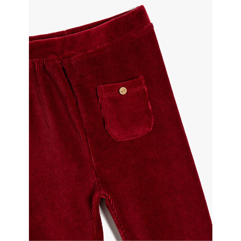 Koton Basic Velvet Leggings Pocket Detailed Elastic Waist