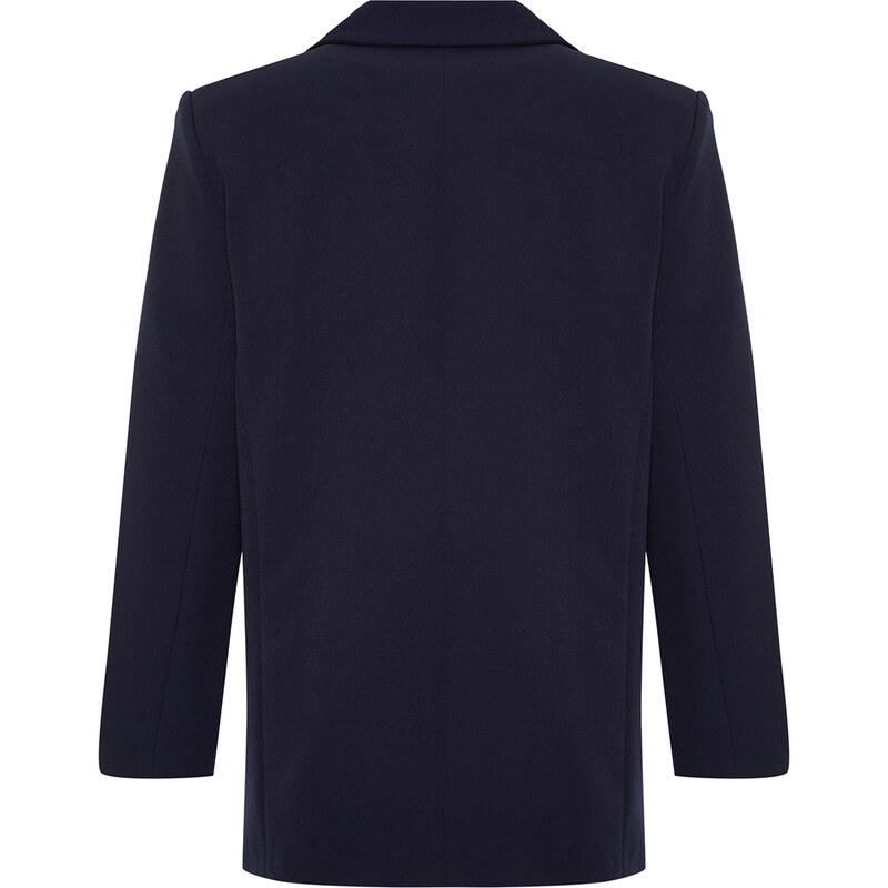 Trendyol Navy Blue Embroidery Detailed Woven Regular Blazer Jacket