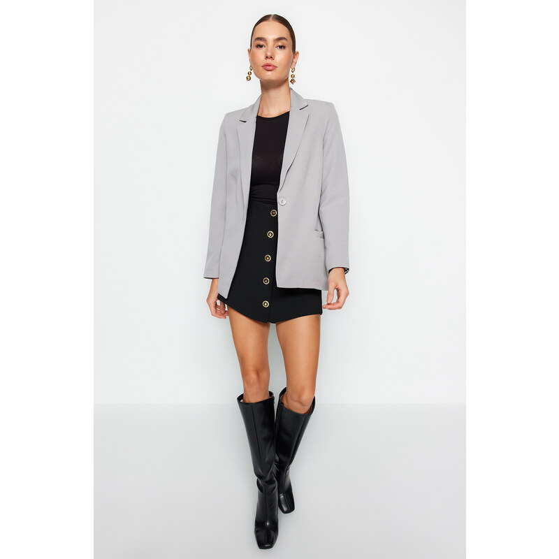 Trendyol Light Gray Regular Lined Woven Blazer Jacket