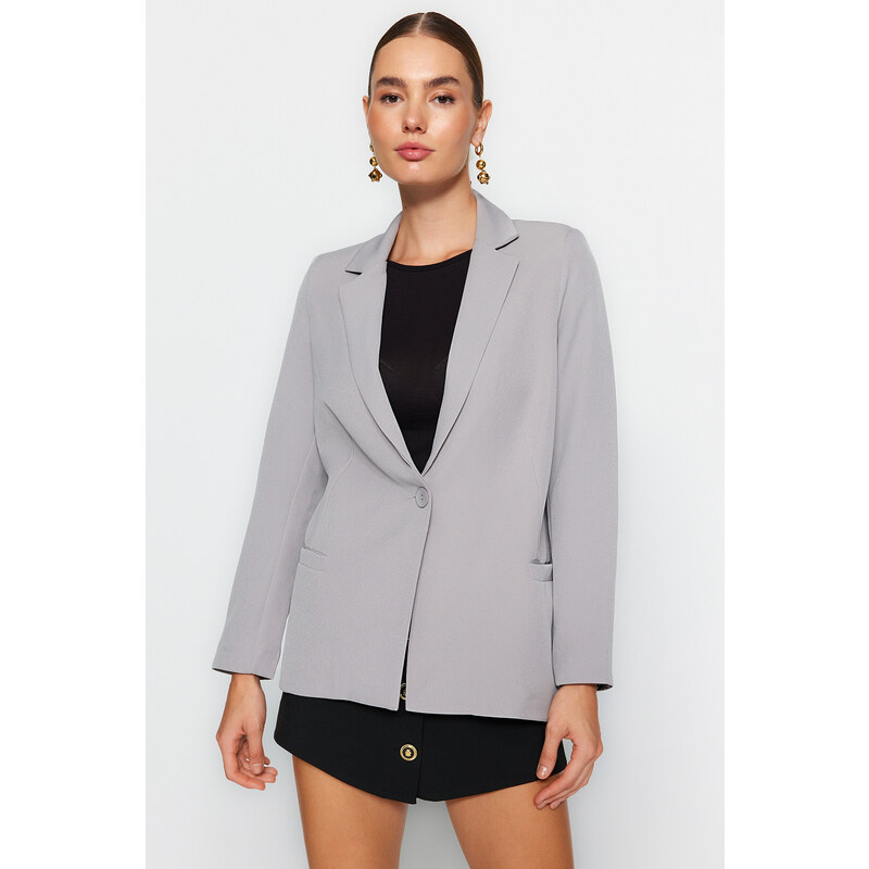 Trendyol Light Gray Regular Lined Woven Blazer Jacket