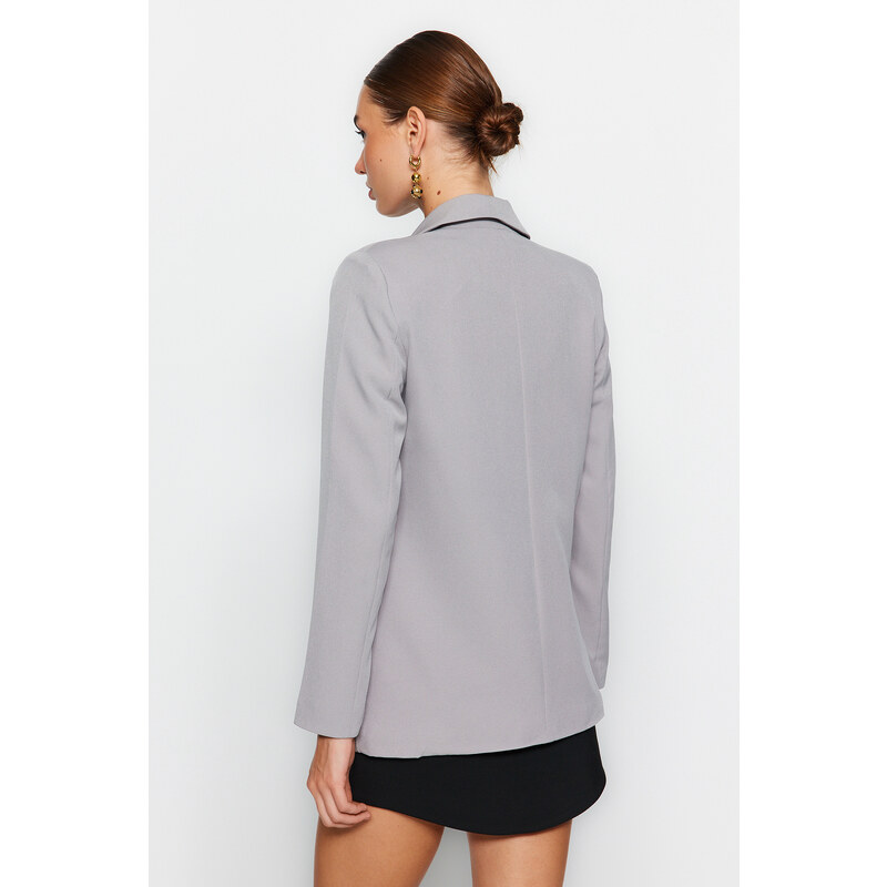 Trendyol Light Gray Regular Lined Woven Blazer Jacket