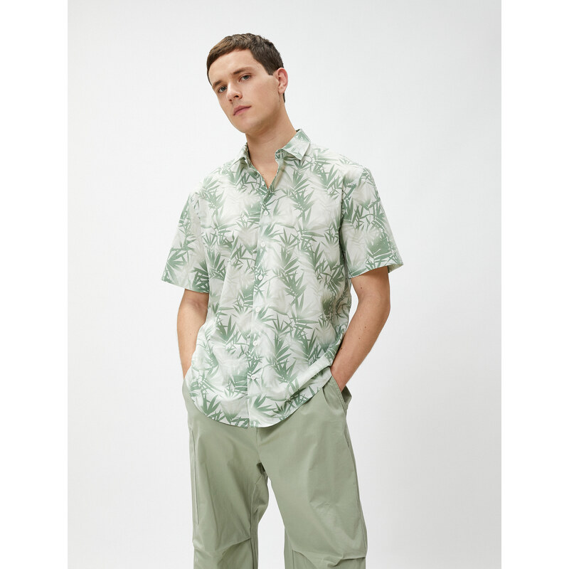 Koton Summer Shirt Floral Printed Classic Collar Short Sleeve Cotton