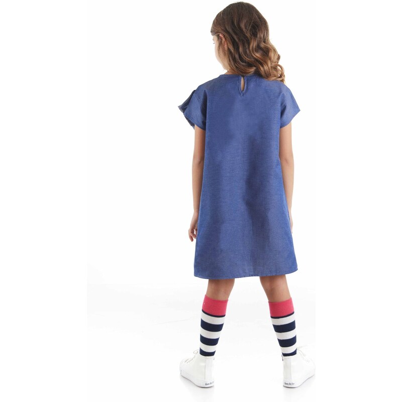 Mushi Three Friends Woven Girls Blue Dress