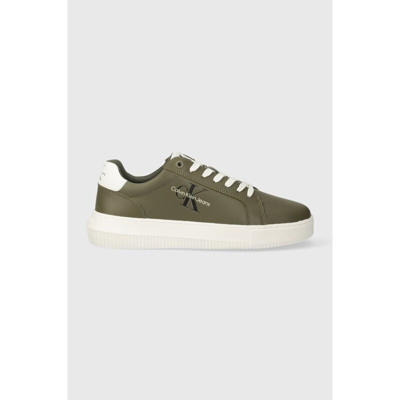 Kožené sneakers boty Calvin Klein Jeans CHUNKY CUPSOLE MONOLOGO černá barva, YM0YM00681