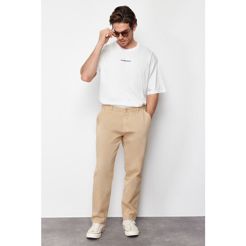 Trendyol Limited Edition Mink Regular Fit Pleated Detailed Soft Touch Chino Trousers