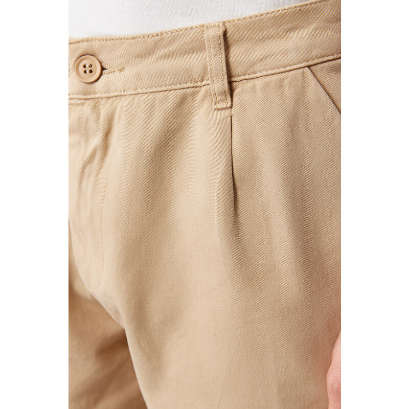 Trendyol Limited Edition Mink Regular Fit Pleated Detailed Soft Touch Chino Trousers