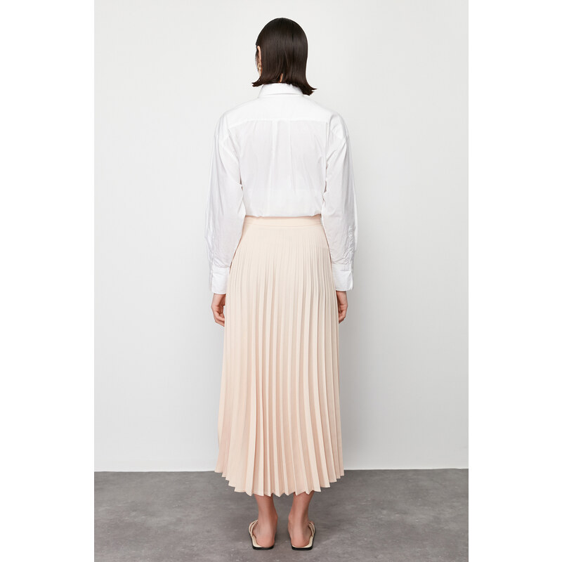 Trendyol Ecru Pleated Woven Skirt