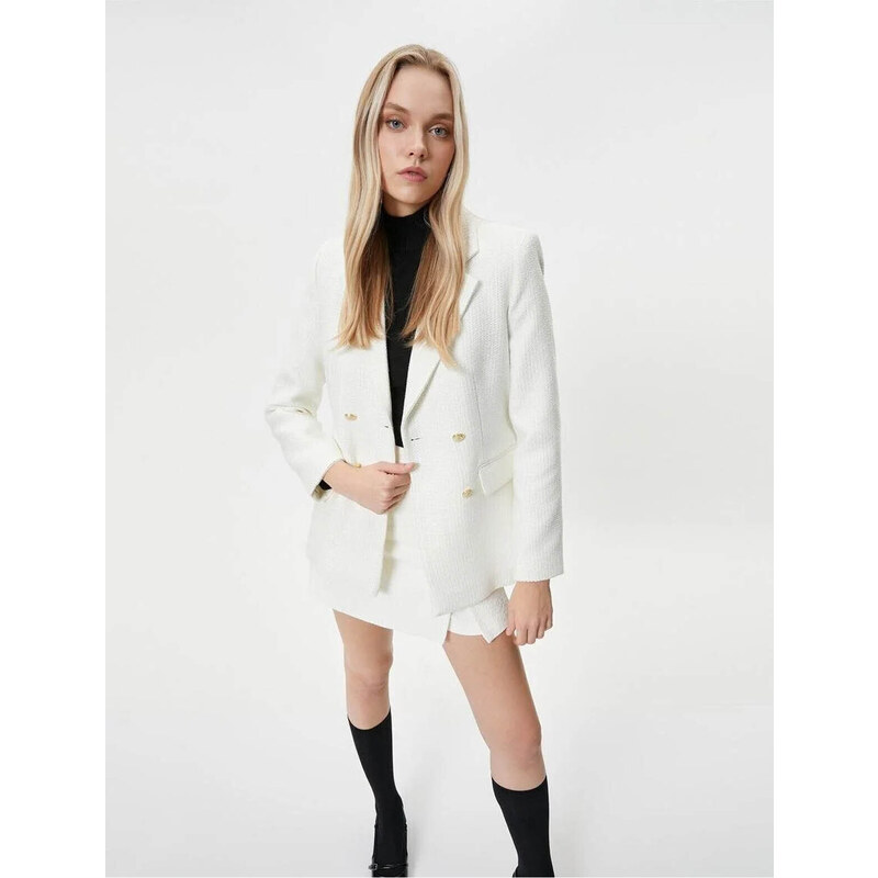 Koton Women's Blazer Jacket Off White