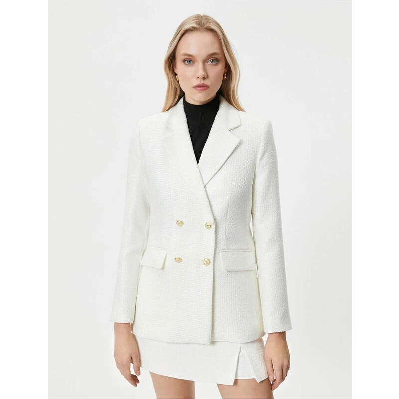 Koton Women's Blazer Jacket Off White