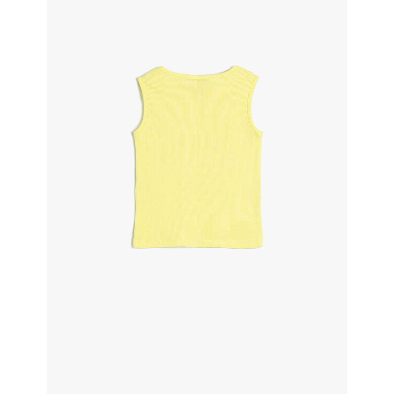 Koton Singlets Sleeveless Crew Neck Ribbed Printed Cotton